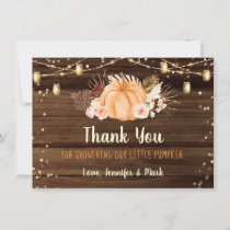 Pumpkin Patch Rustic String Lights Baby Shower Thank You Card