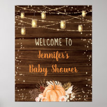 Pumpkin Patch Rustic String Lights Baby Welcome Poster