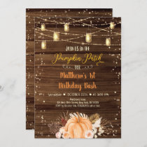 Pumpkin Patch Rustic String Lights Birthday Invitation