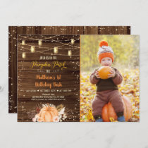 Pumpkin Patch Rustic String Lights Birthday Invitation