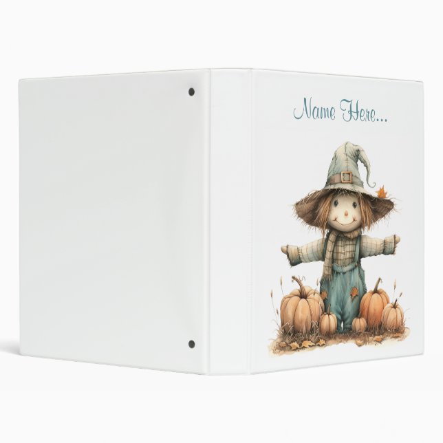 Pumpkin Patch Scarecrow   3 Ring Binder (Background)
