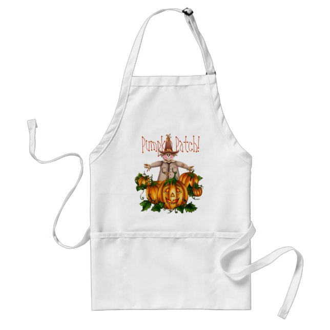 PUMPKIN PATCH & SCARECROW by SHARON SHARPE Adult Apron (Front)