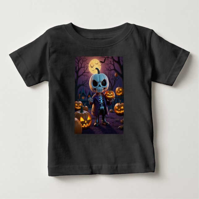 Pumpkin Patch Skeleton Companion Baby T-Shirt (Front)