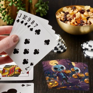 Pumpkin Patch Skeleton Companion Poker Cards