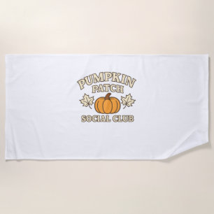 Pumpkin Patch Social Club – Cozy Autumn Aesthetic Beach Towel