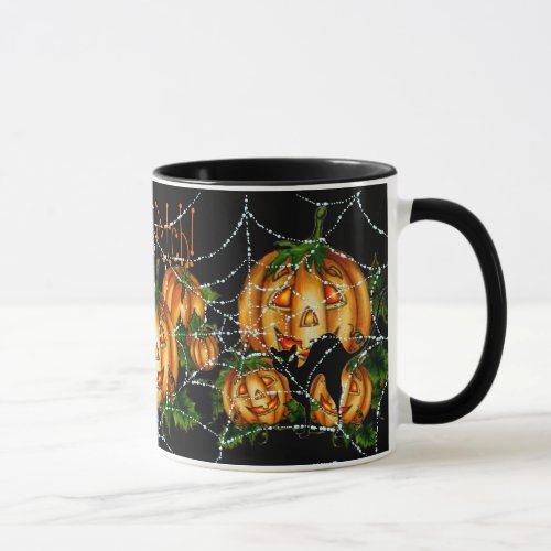 PUMPKIN PATCH  SPIDER WEB  by SHARON SHARPE Mug