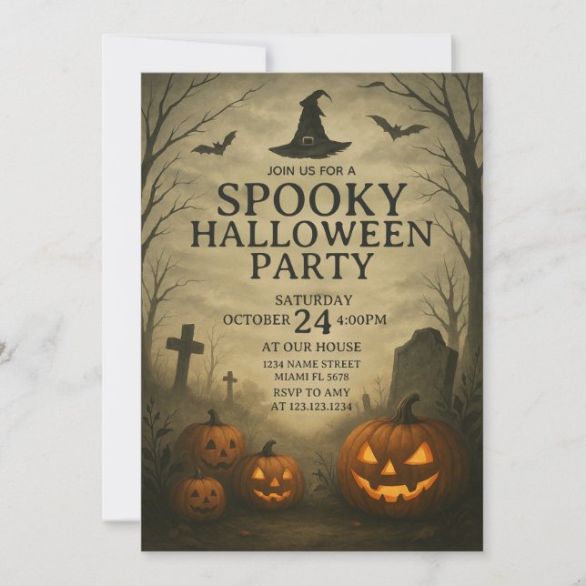 Pumpkin Patch Spooky Halloween Party Invitation (Front)