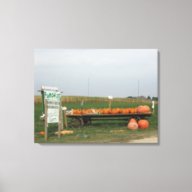 Pumpkin Patch Stand Halloween Autumn Canvas Art (Front)