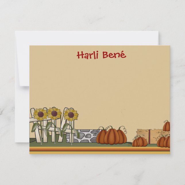 Pumpkin Patch Stationery Note Card (Front)