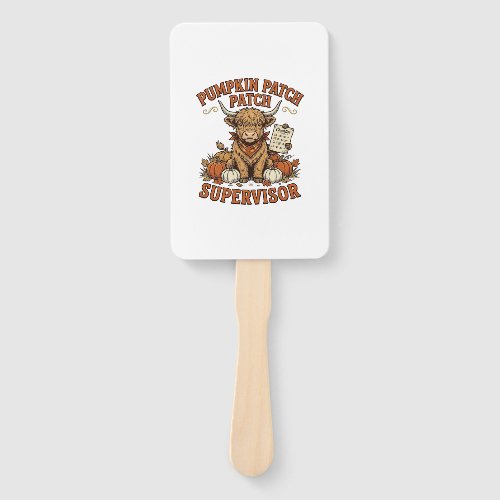 Pumpkin Patch Supervisor Highland Cow Vintage Shir Hand Fan