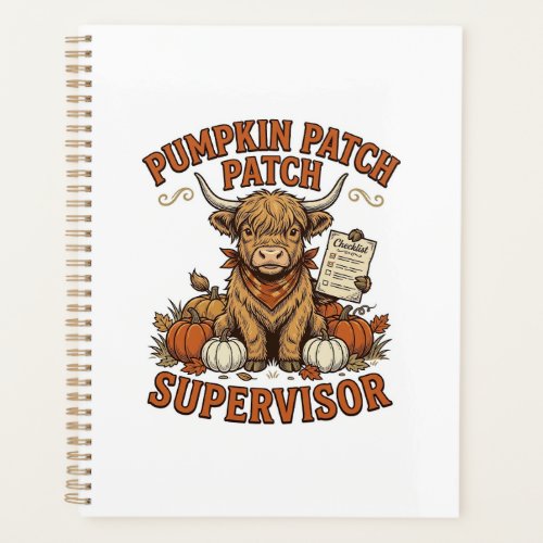 Pumpkin Patch Supervisor Highland Cow Vintage Shir Planner