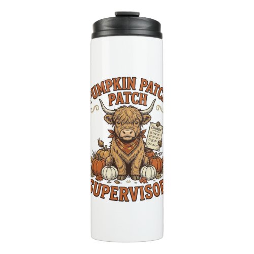 Pumpkin Patch Supervisor Highland Cow Vintage Shir Thermal Tumbler