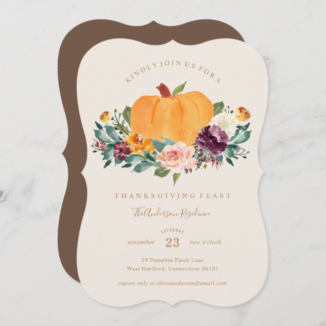 Pumpkin Patch Thanksgiving Dinner Invitation (Front/Back)