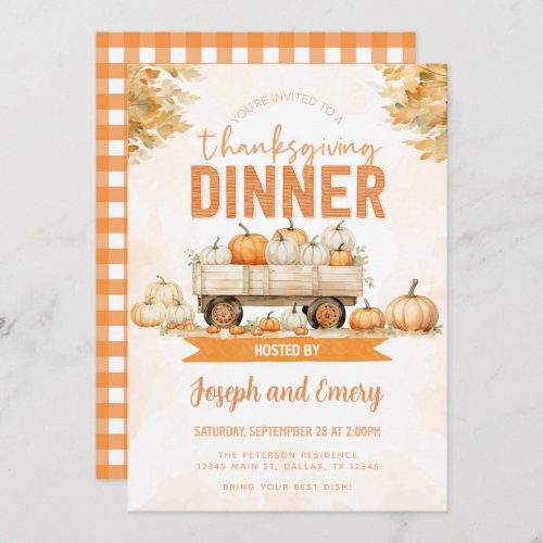 Pumpkin Patch Thanksgiving Dinner Party Invitation
