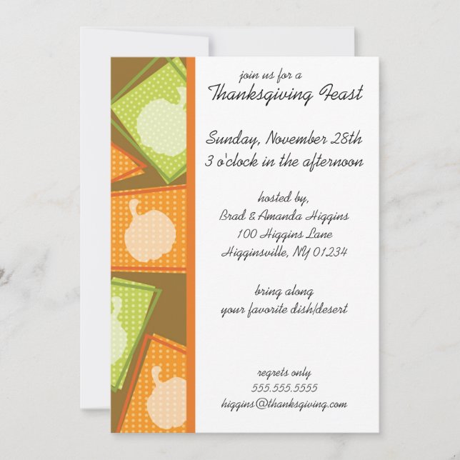 Pumpkin Patch Thanksgiving Party Invitations (Front)