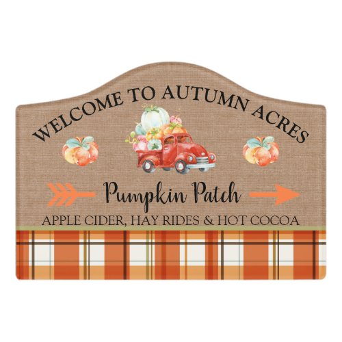 Pumpkin Patch Vintage Red Truck Door Sign