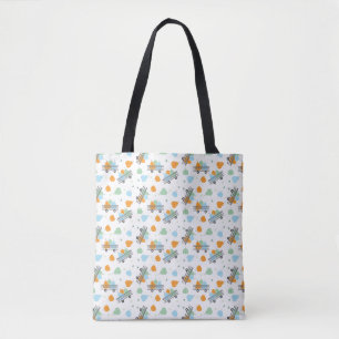 Pumpkin Patch Wagon Pattern Blue Orange Tote Bag