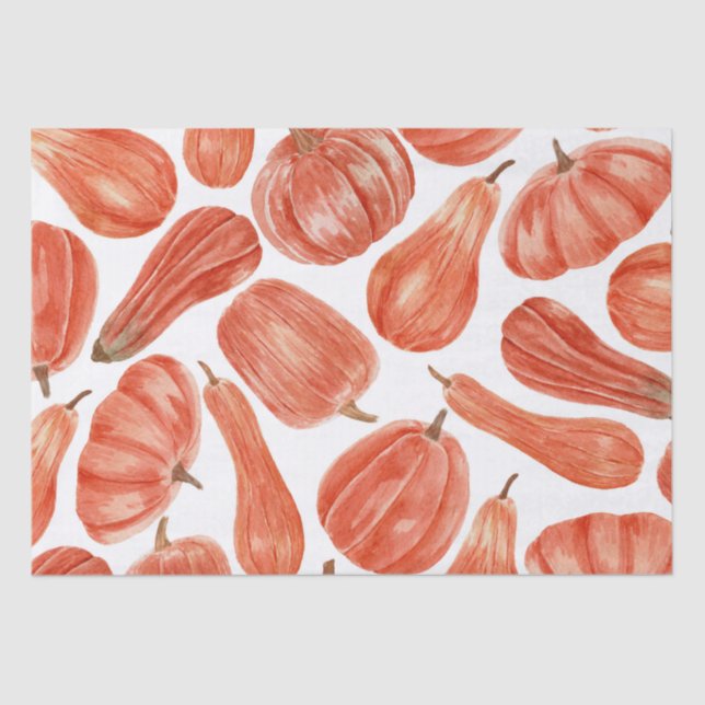 Pumpkin Patch Watercolor Pattern  Tissue Paper (Front)
