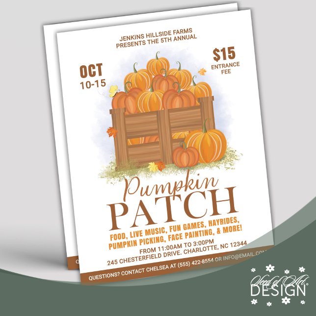 Pumpkin Patch Watercolor Pumpkins Fall Event Flyer (Creator Uploaded)