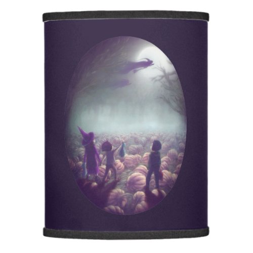 Pumpkin Patch Witches Flying Past Trick_Or_Treater Lamp Shade
