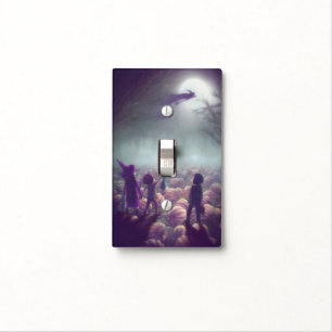Pumpkin Patch Witches Flying Past Trick-Or-Treater Light Switch Cover
