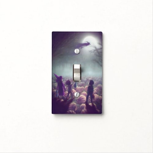 Pumpkin Patch Witches Flying Past Trick_Or_Treater Light Switch Cover
