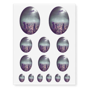 Pumpkin Patch Witches Flying Past Trick-Or-Treater Temporary Tattoos