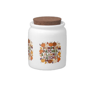 Pumpkin Patches & Flannel Matches - Autumn Fall Candy Jar