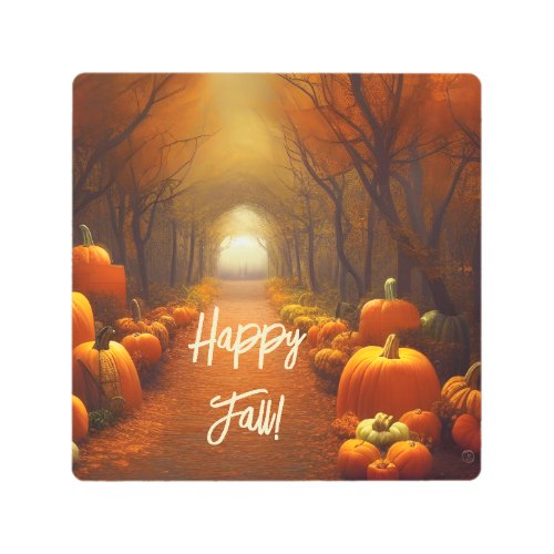 Pumpkin Path Beautiful Autumn Scene Custom  Metal Print