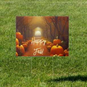 Pumpkin Path Beautiful Autumn Scene Custom Yard Sign