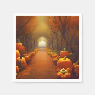 Pumpkin Path Beautiful Autumn Scene Paper Napkins