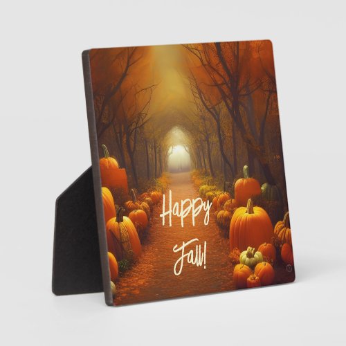 Pumpkin Path Beautiful Autumn Scene Tabletop Plaque