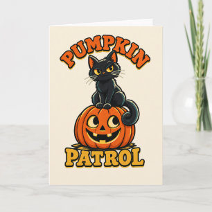 Pumpkin Patrol – Cute Black Cat Halloween Card
