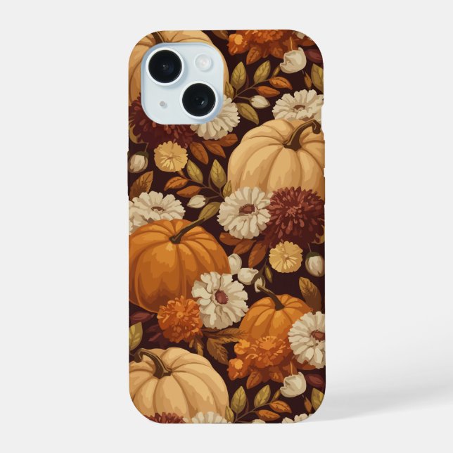 Pumpkin Pattern Autumn Fall Harvest Design iPhone 15 Case (Back)