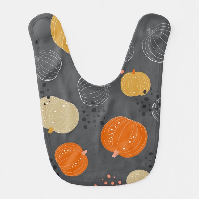 Pumpkin pattern baby bib (Front)