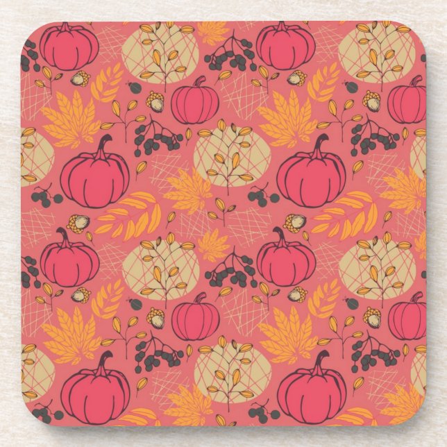 Pumpkin pattern beverage coaster (Front)