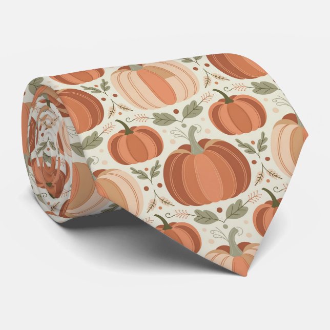 Pumpkin Pattern Boho Style Neck Tie (Rolled)