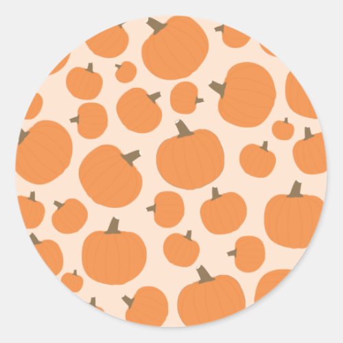 Pumpkin Pattern Fall Autumn Halloween Classic Round Sticker