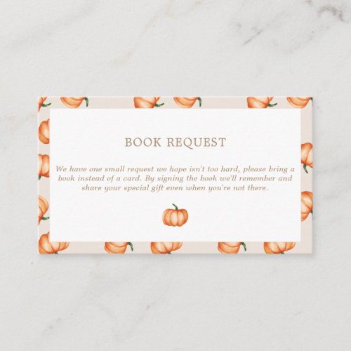 Pumpkin Pattern Fall Baby Shower  Book Request Enclosure Card