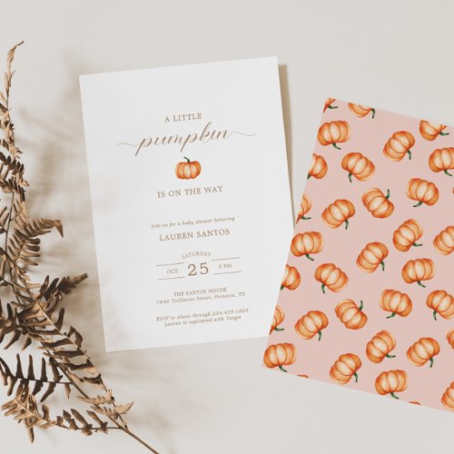 Pumpkin Pattern Fall Baby Shower  Invitation