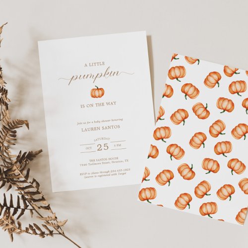 Pumpkin Pattern Fall Baby Shower  Invitation