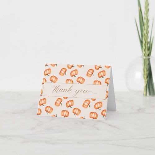 Pumpkin Pattern Fall Baby Shower   Thank You Card