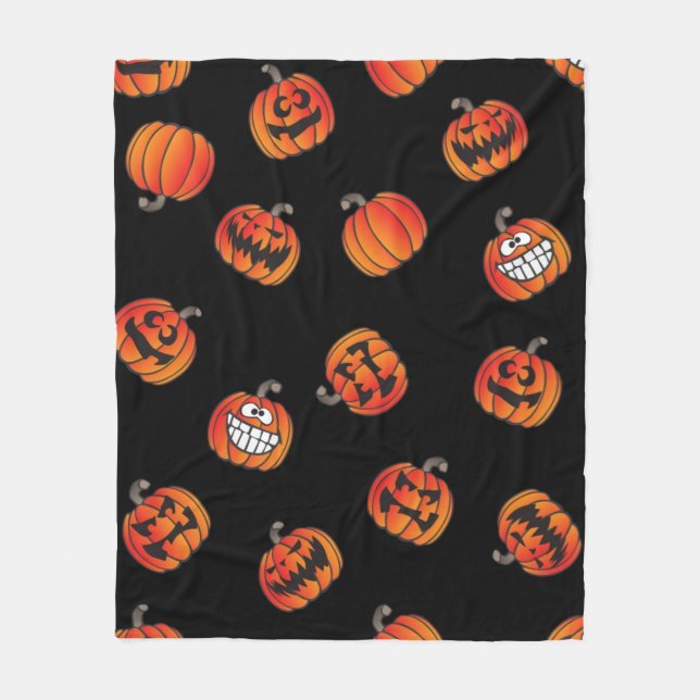 Pumpkin pattern fleece blanket (Front)