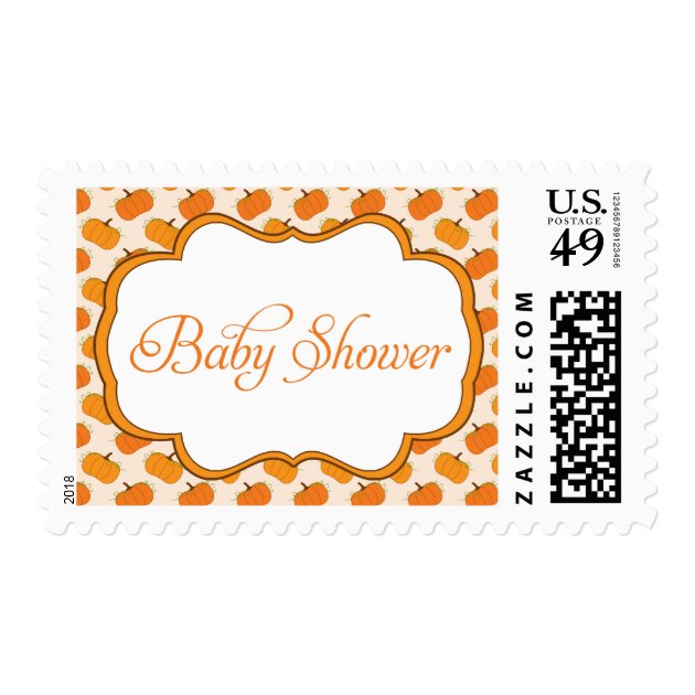 Pumpkin Pattern Frame Baby Shower Postage
