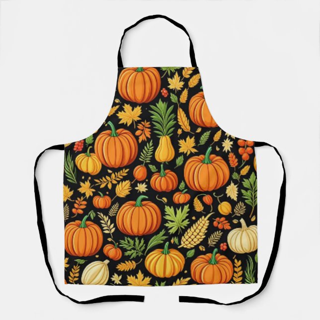 Pumpkin Pattern Harvest Day Autumn Apron (Front)