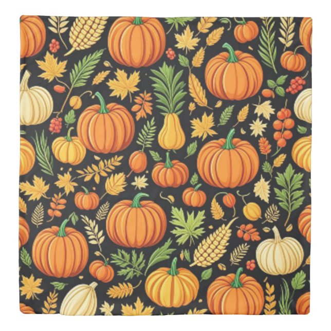 Pumpkin Pattern Harvest Day Autumn Duvet Cover  (Front)