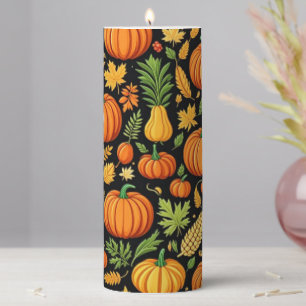 Pumpkin Pattern Harvest Day Autumn Pillar Candle