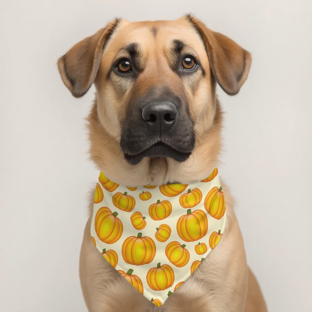 Pumpkin Pattern Light Yellow Cute Halloween Pet Bandana Collar (Dog 2)