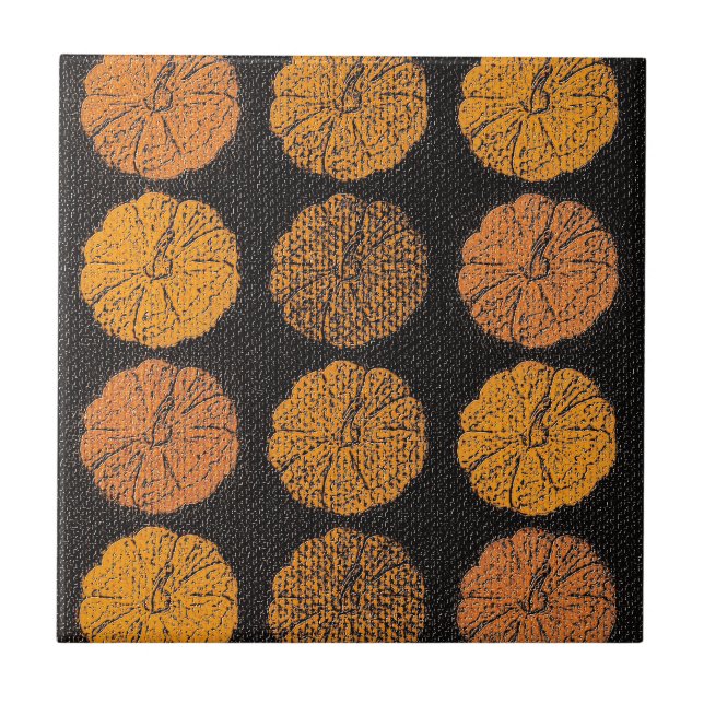 Pumpkin Pattern Orange Ceramic Tile (Front)