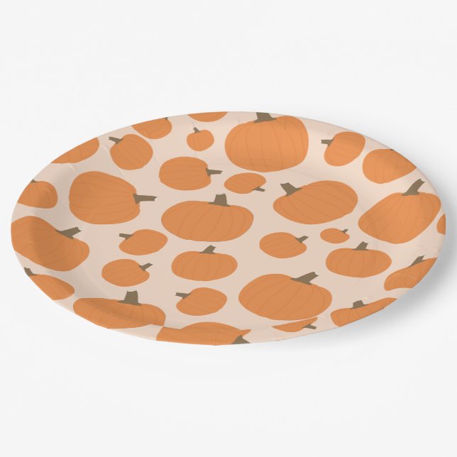 Pumpkin Pattern Paper Plates (Angled)
